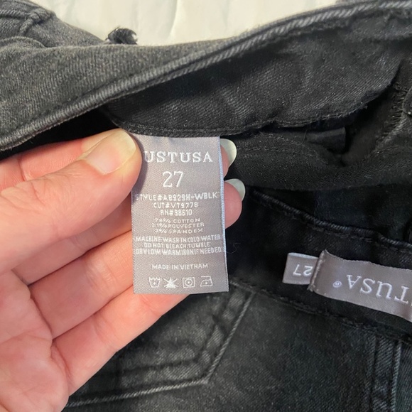 Just USA Distressed Black Denim Jean Shorts Button Up - 27 - Picture 7 of 7